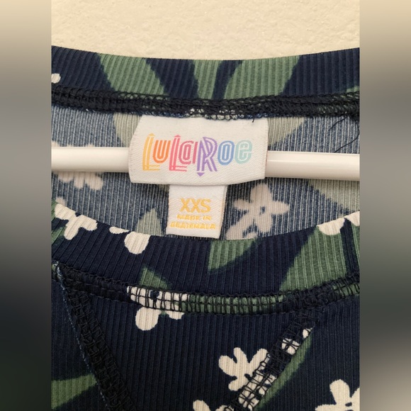 LuLaRoe Hailey top — Dark Navy Floral Print, size XXS. - Picture 3 of 7